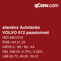 Farbcode: standox Autolacke - VOLVO 612 passionred | qconv.com