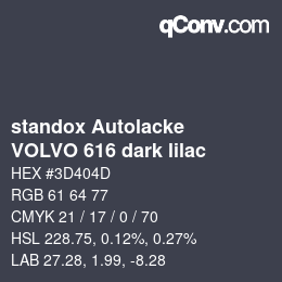 Código de color: standox Autolacke - VOLVO 616 dark lilac | qconv.com