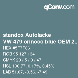 Farbcode: standox Autolacke - VW 479 orinoco blue OEM 2006 | qconv.com