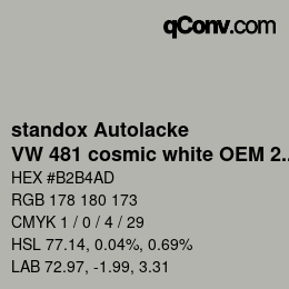 Color code: standox Autolacke - VW 481 cosmic white OEM 2006 | qconv.com
