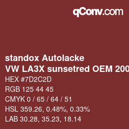 Color code: standox Autolacke - VW LA3X sunsetred OEM 2005 | qconv.com