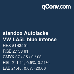 Color code: standox Autolacke - VW LA5L blue intense | qconv.com