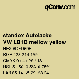 Color code: standox Autolacke - VW LB1D mellow yellow | qconv.com