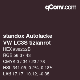 Color code: standox Autolacke - VW LC3S tizianrot | qconv.com