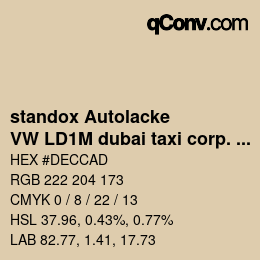 カラーコード: standox Autolacke - VW LD1M dubai taxi corp. Beige OEM 2006 | qconv.com