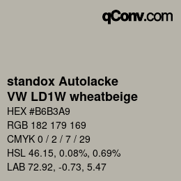 Color code: standox Autolacke - VW LD1W wheatbeige | qconv.com