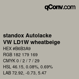 Código de color: standox Autolacke - VW LD1W wheatbeige | qconv.com