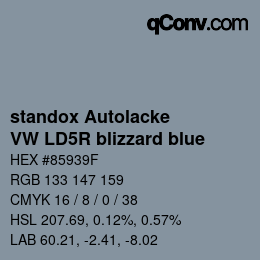 颜色代码: standox Autolacke - VW LD5R blizzard blue | qconv.com