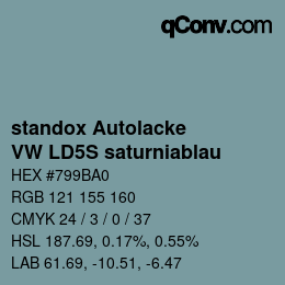 Color code: standox Autolacke - VW LD5S saturniablau | qconv.com