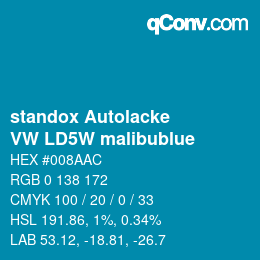 Color code: standox Autolacke - VW LD5W malibublue | qconv.com