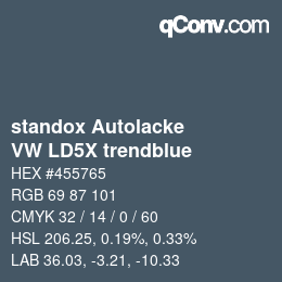 Código de color: standox Autolacke - VW LD5X trendblue | qconv.com