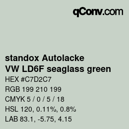 Color code: standox Autolacke - VW LD6F seaglass green | qconv.com