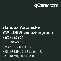 Color code: standox Autolacke - VW LD6W veneziengruen | qconv.com