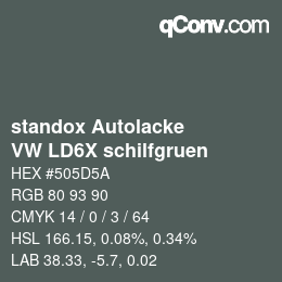 Color code: standox Autolacke - VW LD6X schilfgruen | qconv.com