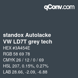颜色代码: standox Autolacke - VW LD7T grey tech | qconv.com