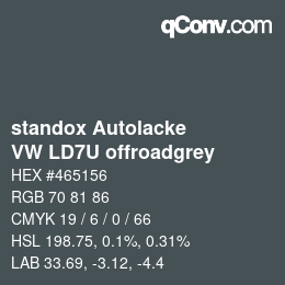 Color code: standox Autolacke - VW LD7U offroadgrey | qconv.com