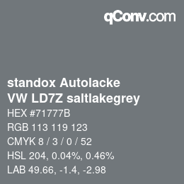 Color code: standox Autolacke - VW LD7Z saltlakegrey | qconv.com