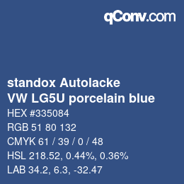 Color code: standox Autolacke - VW LG5U porcelain blue | qconv.com