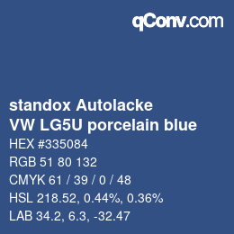 Código de color: standox Autolacke - VW LG5U porcelain blue | qconv.com
