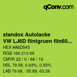 Farbcode: standox Autolacke - VW LJ6D flintgruen filn6061 OEM 2006 | qconv.com