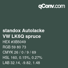 Color code: standox Autolacke - VW LK6Q spruce | qconv.com