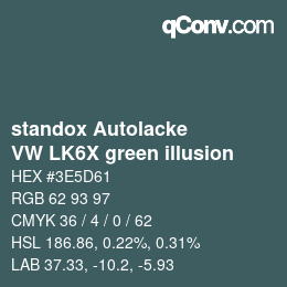 Farbcode: standox Autolacke - VW LK6X green illusion | qconv.com