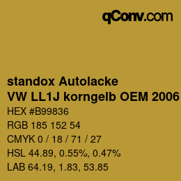 Farbcode: standox Autolacke - VW LL1J korngelb OEM 2006 | qconv.com