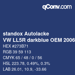 Farbcode: standox Autolacke - VW LL5R darkblue OEM 2006 | qconv.com
