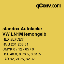 Color code: standox Autolacke - VW LN1M lemongelb | qconv.com