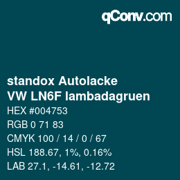 Color code: standox Autolacke - VW LN6F lambadagruen | qconv.com