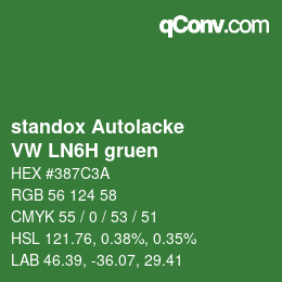 Code couleur: standox Autolacke - VW LN6H gruen | qconv.com