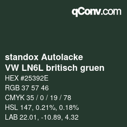 Color code: standox Autolacke - VW LN6L britisch gruen | qconv.com