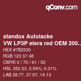 Color code: standox Autolacke - VW LP3P elera red OEM 2006 | qconv.com