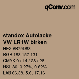 Color code: standox Autolacke - VW LR1W birken | qconv.com