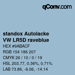 Color code: standox Autolacke - VW LR5D raveblue | qconv.com