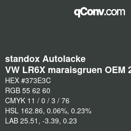Color code: standox Autolacke - VW LR6X maraisgruen OEM 2005 | qconv.com