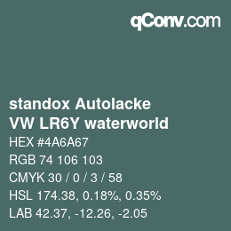 Color code: standox Autolacke - VW LR6Y waterworld | qconv.com