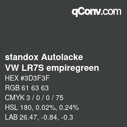 Color code: standox Autolacke - VW LR7S empiregreen | qconv.com