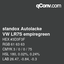 カラーコード: standox Autolacke - VW LR7S empiregreen | qconv.com