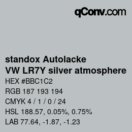 Código de color: standox Autolacke - VW LR7Y silver atmosphere | qconv.com