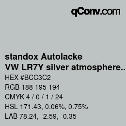 Código de color: standox Autolacke - VW LR7Y silver atmosphere OEM 2005 | qconv.com
