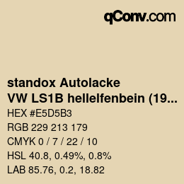 Color code: standox Autolacke - VW LS1B hellelfenbein (1996) | qconv.com