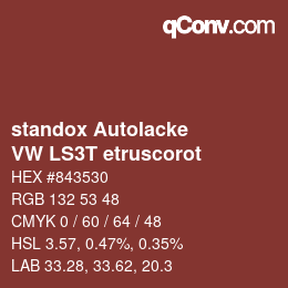 Farbcode: standox Autolacke - VW LS3T etruscorot | qconv.com