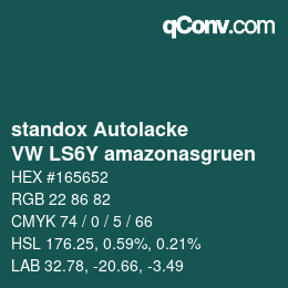 Color code: standox Autolacke - VW LS6Y amazonasgruen | qconv.com