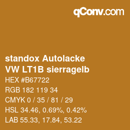 颜色代码: standox Autolacke - VW LT1B sierragelb | qconv.com