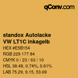 Código de color: standox Autolacke - VW LT1C inkagelb | qconv.com