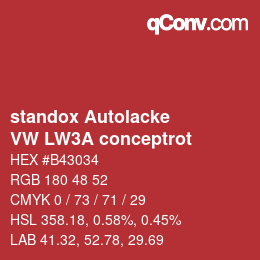 Farbcode: standox Autolacke - VW LW3A conceptrot | qconv.com