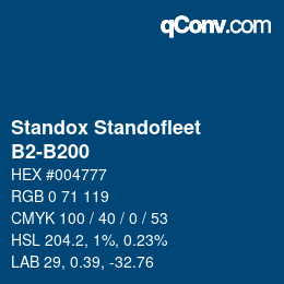 颜色代码: Standox Standofleet - B2-B200 | qconv.com