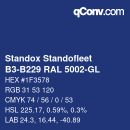 Color code: Standox Standofleet - B3-B229 RAL 5002-GL | qconv.com