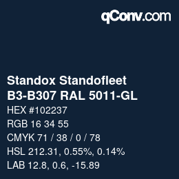 Farbcode: Standox Standofleet - B3-B307 RAL 5011-GL | qconv.com